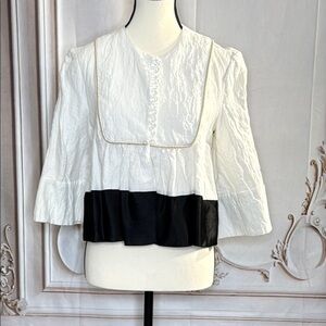Alexander Wang Boxy White and Black Bell Sleeve Blouse